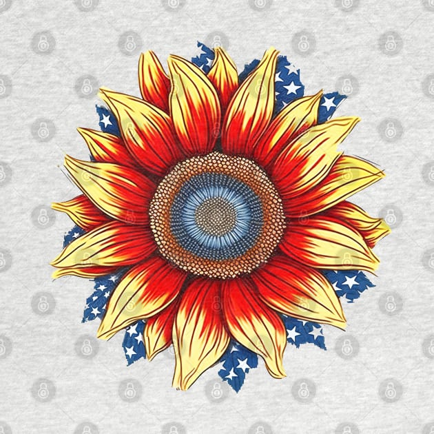 4th of July Sunflower #1 by Chromatic Fusion Studio